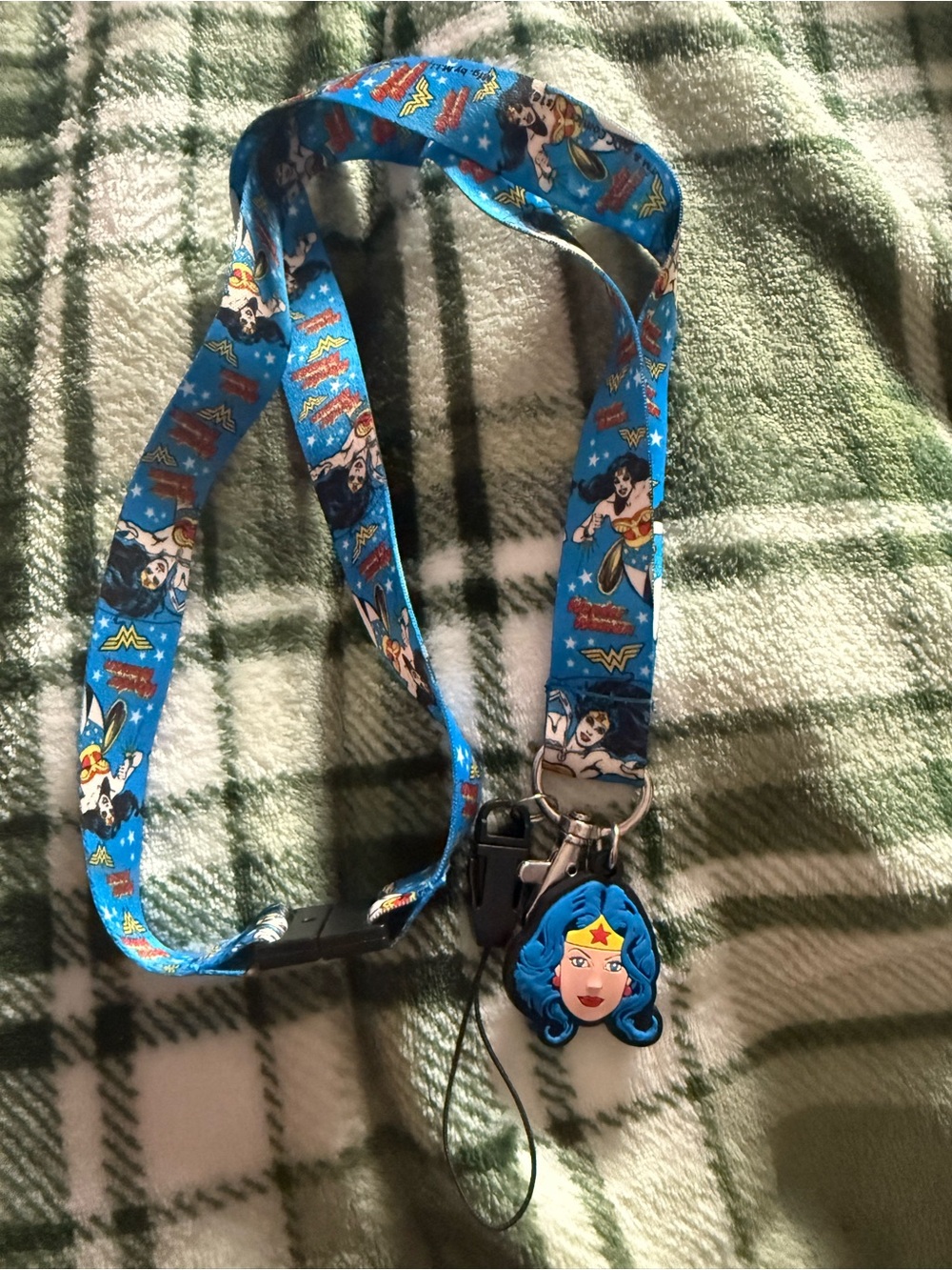 Wonder Woman Blue Graphic Lanyard with Charm